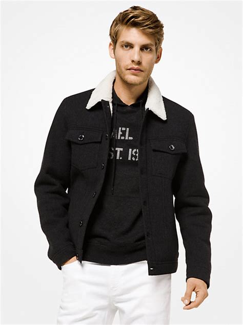 michael kors mens sherpa-lined twill trucker jacket|Sherpa.